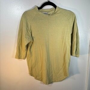 Jungmaven Raglan Baseball Tee Mens Sz S Green Yellow Hemp Blend Sustainable